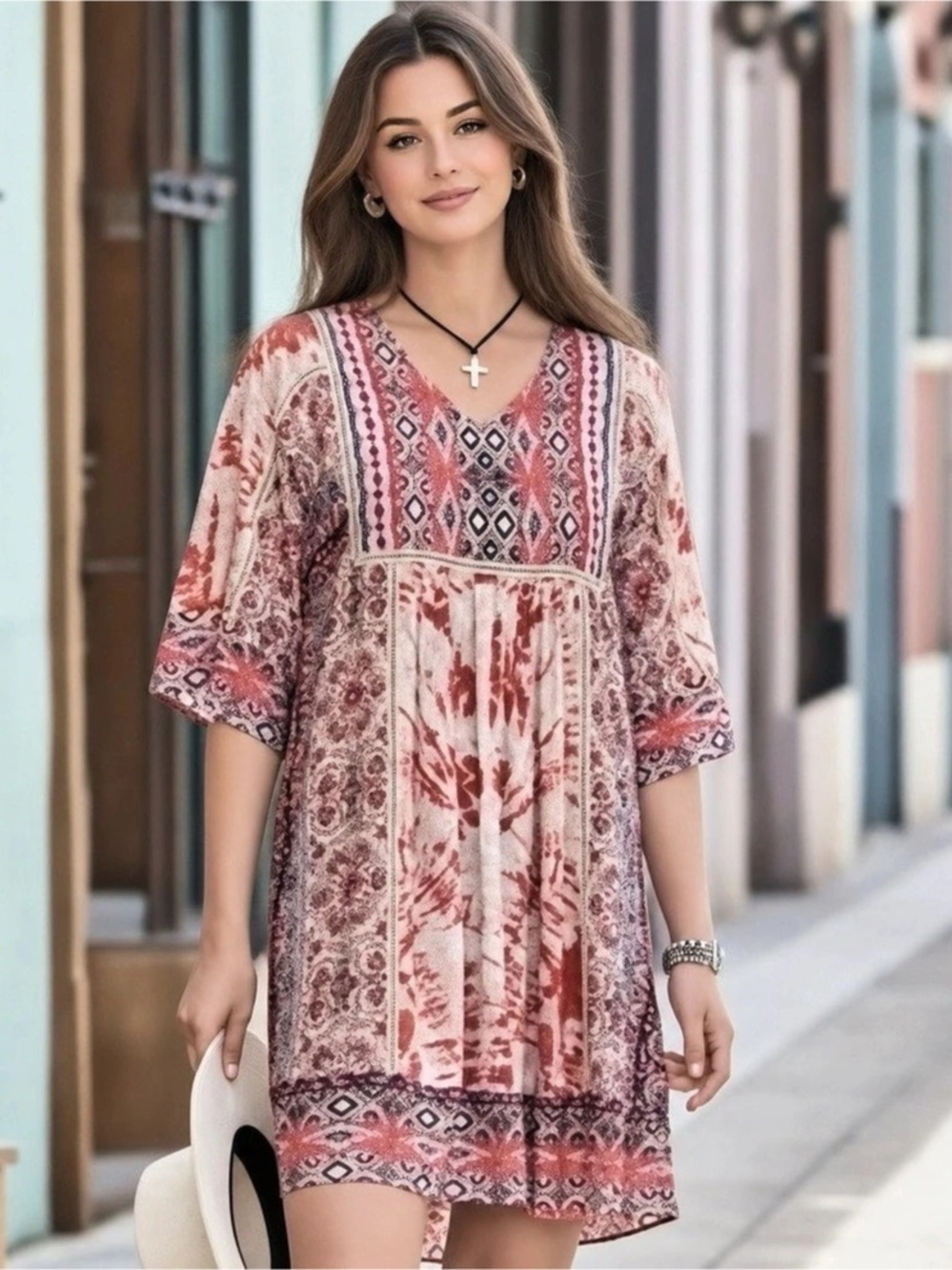 Sundance Wild Provence Bohemian Tunic Style Short Multicolor Dress Sz S